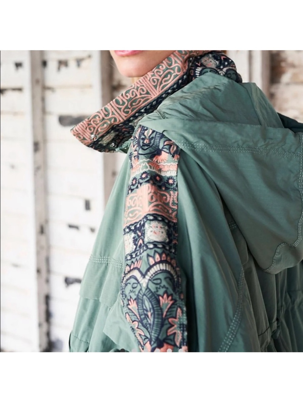 Free People FP Movement She Fly Anorak Windbreaker Hooded Embroidered Jacket XS - Picture 3 of 10